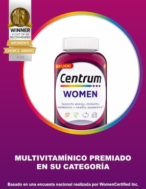 Multivitamínico suplemento alimenticio Centrum tabletas para mujer