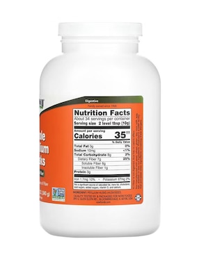 Cáscaras de Psyllium Enteras Now con psyllium (plantago ovata) de 330 g