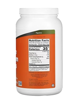 Cáscaras de Psyllium Enteras Now con psyllium (plantago ovata) de 600 g