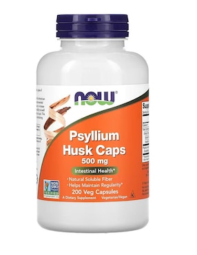 Cápsulas de Psilio Now con psyllium (plantago ovata) de 200 cápsulas
