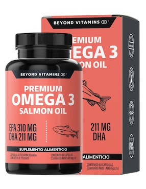 Omega 3 Salmon Oil Aceite de Pescado Beyond Vitamins sabor natural de 60 cápsulas
