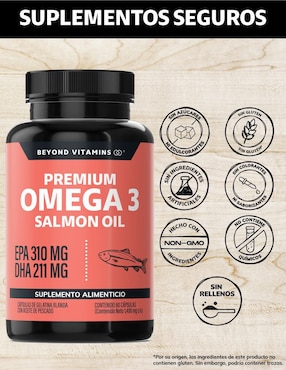 Omega 3 Salmon Oil Aceite de Pescado Beyond Vitamins sabor natural de 60 cápsulas