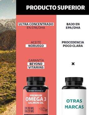 Omega 3 Salmon Oil Aceite de Pescado Beyond Vitamins sabor natural de 60 cápsulas