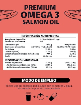 Omega 3 Salmon Oil Aceite de Pescado Beyond Vitamins sabor natural de 60 cápsulas