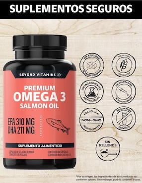 Omega 3 Salmon Oil Beyond Vitamins sabor natural de 180 cápsulas