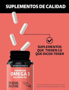 Omega 3 Salmon Oil Beyond Vitamins sabor natural de 180 cápsulas