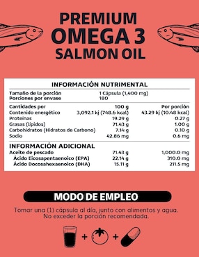 Omega 3 Salmon Oil Beyond Vitamins sabor natural de 180 cápsulas