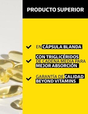 Vitamina D3 Vitamina K2 Aceite de Coco Soft Gel Beyond Vitamins de 180 cápsulas