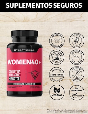 Women 40+ Biotina Colageno Inositol Beyond Vitamins de 60 cápsulas
