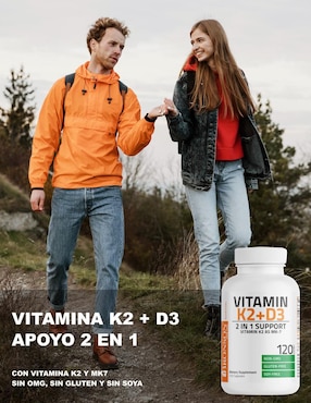 Vitamina D3 y K2 suplemento alimenticio Bronson cápsulas