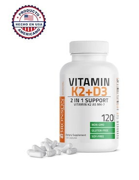 Vitamina D3 y K2 suplemento alimenticio Bronson cápsulas