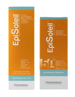 Kit tratamiento facial Kit Episoleil gel antiedad antisolar FPS 50+ y Gel reparador Pre y Post Episoleil Epidermique