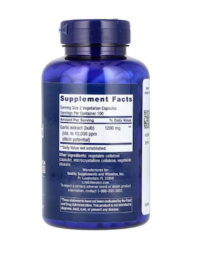 Garlic Optimizado Life Extension con vitaminas y minerales de 200 cápsulas