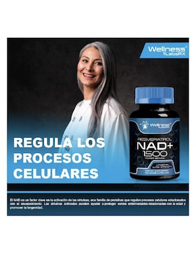 Liposomal Nad y Resveratrol Wellnes con nad+ (nicotinamide adenine dinucleotide) de 90 cápsulas