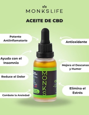 Aceite de CBD Monkslife sabor natural de 30 ml