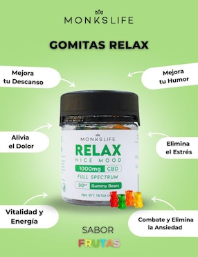 Gomitas de CBD Monkslife sabor frutas de 90 gomitas