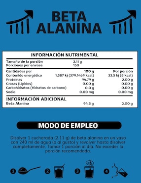 Beta Alanina Beyond Vitamins sabor granada de 316.5 g
