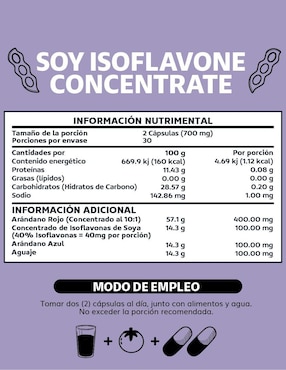 Soy Isoflavone Concentrate Isoflavonas Arándano Aguaje Beyond Vitamins de 60 cápsulas