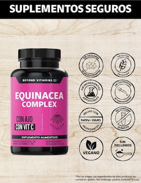 Equinácea Complex Ajo Vitamina C Betaglucanos Quercetina Aguaje Beyond Vitamins de 60 cápsulas