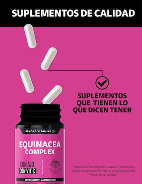 Equinácea Complex Ajo Vitamina C Betaglucanos Quercetina Aguaje Beyond Vitamins de 60 cápsulas