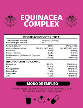 Equinácea Complex Ajo Vitamina C Betaglucanos Quercetina Aguaje Beyond Vitamins de 60 cápsulas