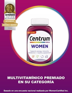 Multivitamínico suplemento alimenticio Centrum tabletas para mujer