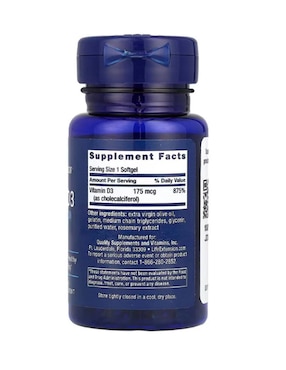 Vitamina D3 Life Extension de 60 cápsulas