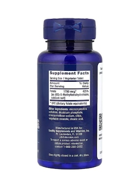 Folato Life Extension con vitaminas y minerales de 100 cápsulas