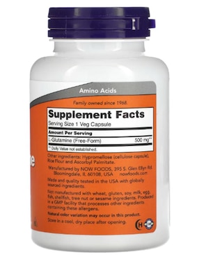 L-glutamina Now Foods de 120 cápsulas