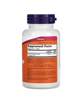 Niacinamida Now Foods con vitaminas y minerales de 90 tabletas