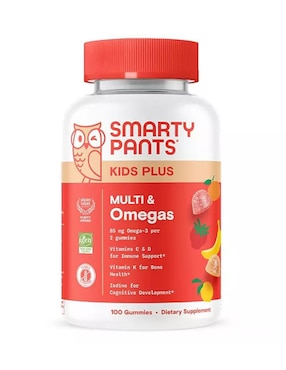 Gomitas multivitamínicas Kids Plus Multi & Omegas Smartypants sabor frutal de 100 gomitas