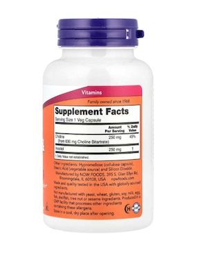Colina e Inositol Now Foods de 100 cápsulas
