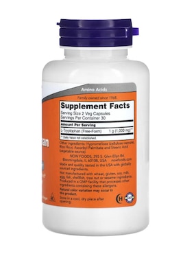 L-Triptófano Now Foods de 60 cápsulas