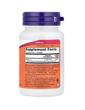 Vitamina A Now Foods de 100 cápsulas