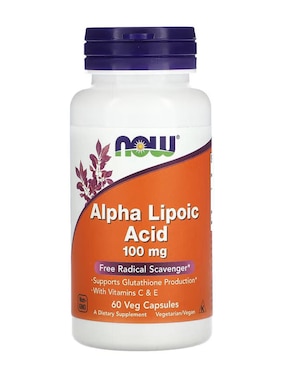 Ácido alfa-lipoico, 100 mg, vegetales Now de 60 cápsulas