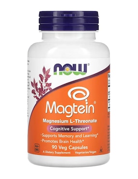 Magtein, L-treonato de magnesio Now con magnesio de 90 cápsulas