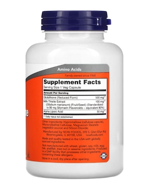 Glutatión Now Foods de 120 cápsulas