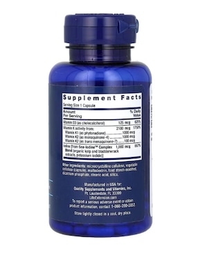 Vitamina D y K Life Extension de 60 cápsulas