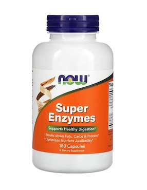 Súper Enzimas, Now con enzimas digestivas y probióticos de 180 cápsulas