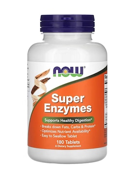 Súper enzimas Now con enzimas digestivas y probióticos de 180 tabletas