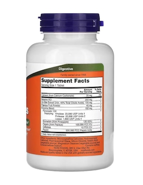 Súper enzimas Now con enzimas digestivas y probióticos de 180 tabletas