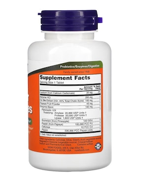 Super enzimas Now con enzimas digestivas y probióticos de 90 tabletas