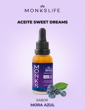 Aceite Sweet Dreams Monkslife con CBD y CBN sabor mora azul de 30 ml