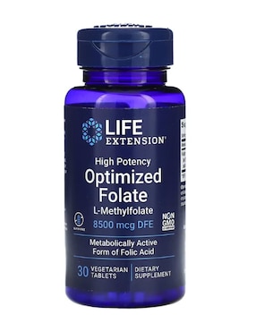 Folato Life Extension con vitaminas y minerales de 30 cápsulas