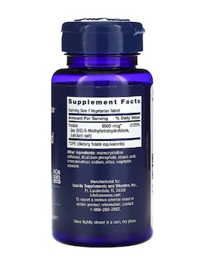 Folato Life Extension con vitaminas y minerales de 30 cápsulas