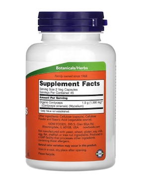 Cordyceps Now Foods de 90 cápsulas