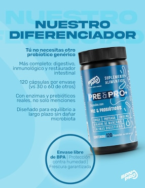 PRE & PRO + Bpn Pro con probióticos de 120 cápsulas