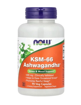 KSM-66 Ashwagandha, 600 mg, vegetales Now Foods de 90 cápsulas