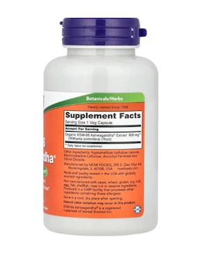 KSM-66 Ashwagandha, 600 mg, vegetales Now Foods de 90 cápsulas
