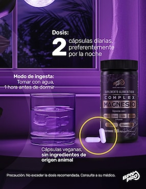 Magnesio complex Bpn Pro con citrato de magnesio, glicinato de magnesio, gluconato de magnesio y óxido de magnesio 120 cápsulas
